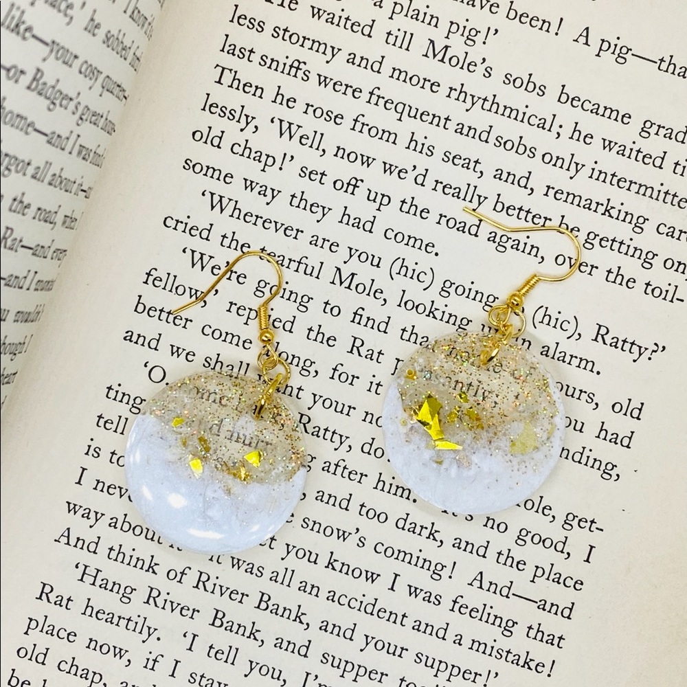 Handmade boho dangle circle earrings white…